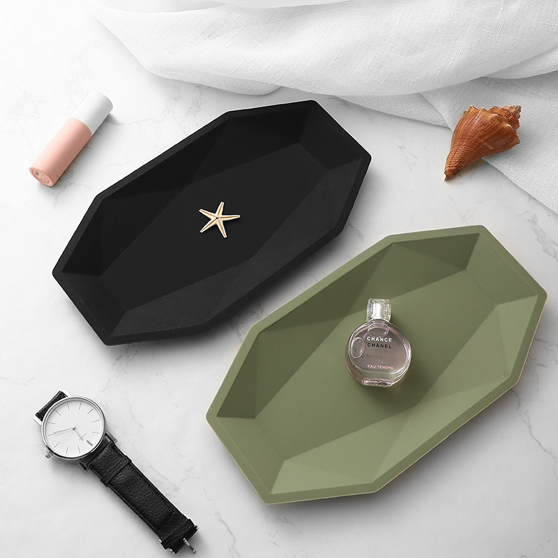 Nyolcszögletű szilikon kiállító tál ékszerek és kulcsok számára, INS stílus, könnyed luxus, egyenként csomagolva PP zacskóban