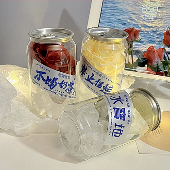 Saldēta rozes zieds — galda dekora ornaments caurspīdīgā bundžā - Plastmasa - Moderns vienkāršs stils - Personiska dāvana