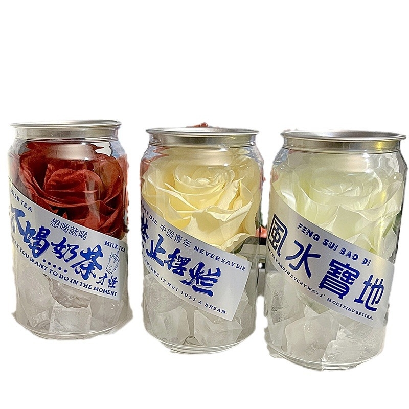 Saldēta rozes zieds — galda dekora ornaments caurspīdīgā bundžā - Plastmasa - Moderns vienkāršs stils - Personiska dāvana