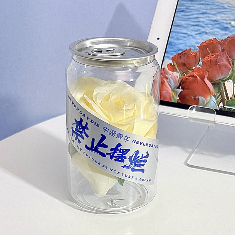 Saldēta rozes zieds — galda dekora ornaments caurspīdīgā bundžā - Plastmasa - Moderns vienkāršs stils - Personiska dāvana