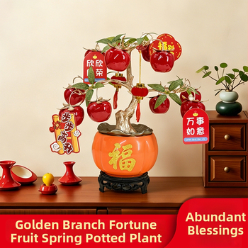 Granāta kulons ar mākslīgiem ziediem — plastmasa, Jaunā ķīniešu stila, iekštelpu dekors birojam