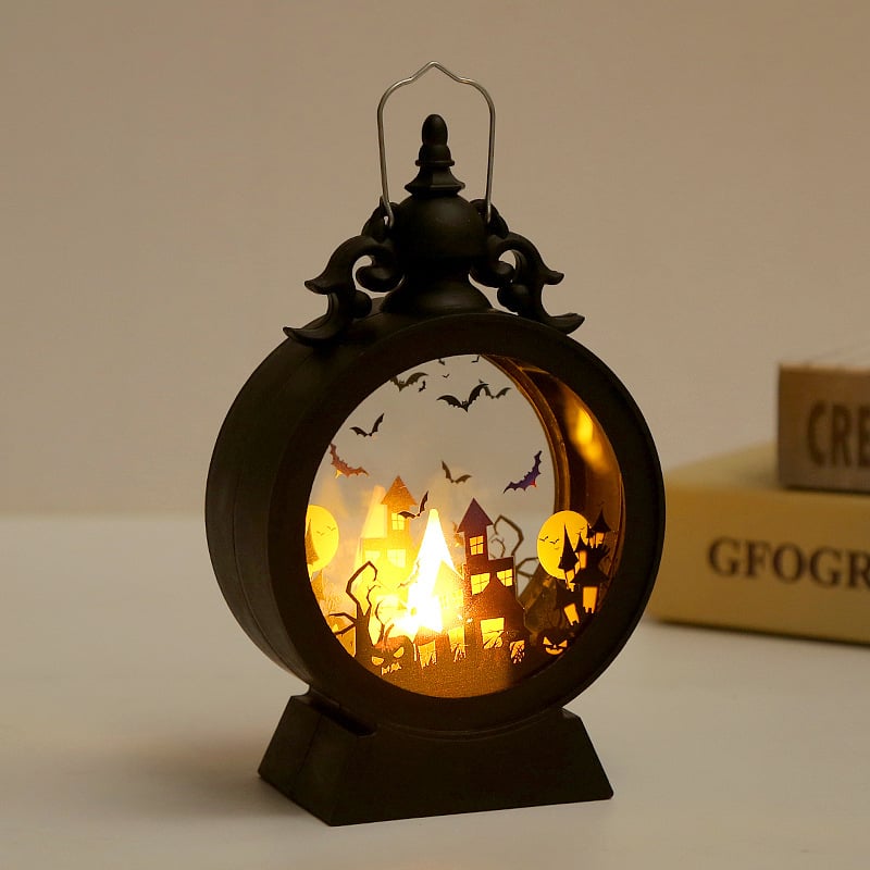 Halloween dekoratívne lampióny s LED sviečkami, z plastu, rekvizit na scénu