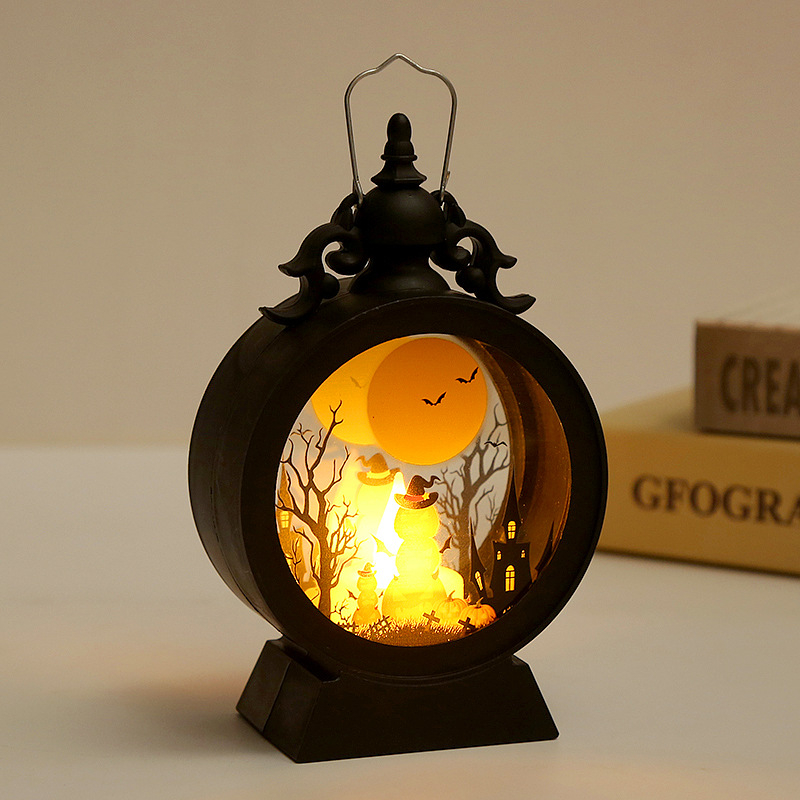 Halloween dekoratívne lampióny s LED sviečkami, z plastu, rekvizit na scénu
