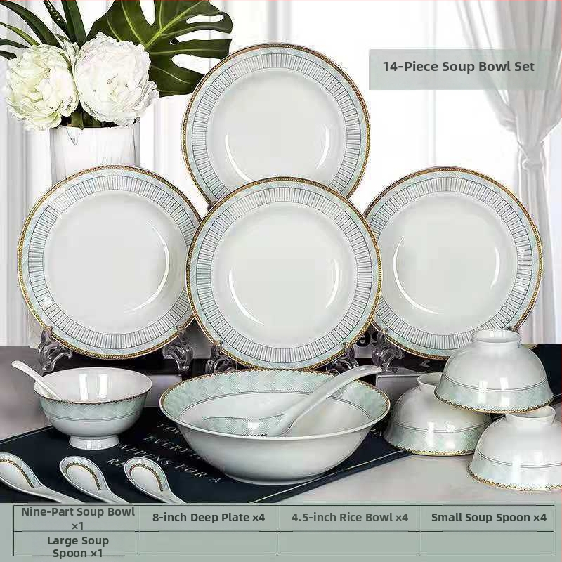 Chengfutang sada mis a tanierov z kostného porcelánu, kruhový tvar, mikrovlnná rúra vhodná, podglazúrové spracovanie, potlač loga a prispôsobenie, ideálne ako darček.