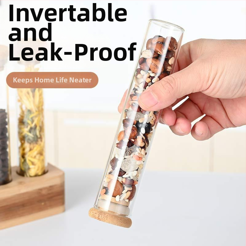 Yi Lan stiklo apvalios kavos pupelių laikymo dėžutė su mediniu stovu, talpa iki 300 ml, mikrobangų krosnelė tinkama, logotipo spausdinimas įmanomas