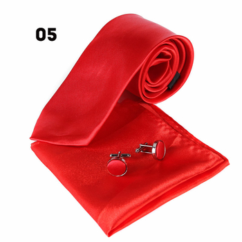 Ανδρικό μονόχρωμο σετ γραβάτας με συνδετήρες και τσεπάκι – πολυεστερική ίνα, στυλ βέλος