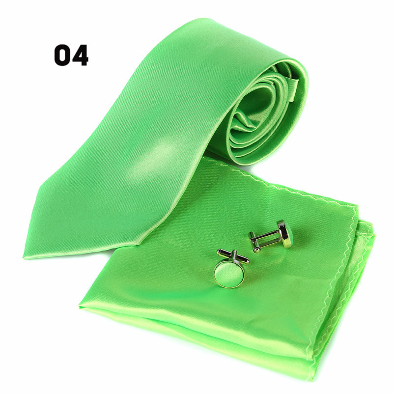 Ανδρικό μονόχρωμο σετ γραβάτας με συνδετήρες και τσεπάκι – πολυεστερική ίνα, στυλ βέλος