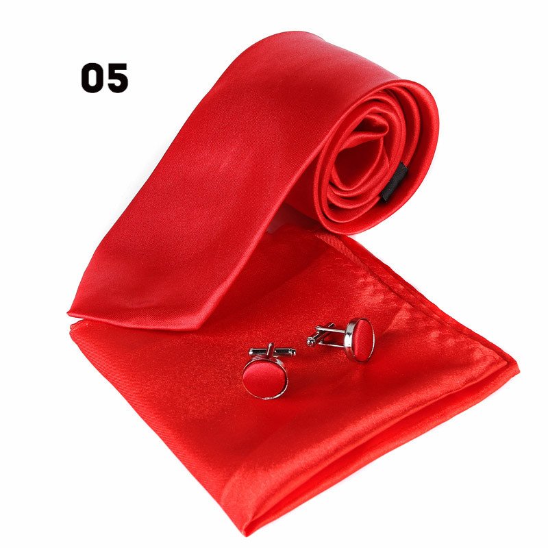 Ανδρικό μονόχρωμο σετ γραβάτας με συνδετήρες και τσεπάκι – πολυεστερική ίνα, στυλ βέλος