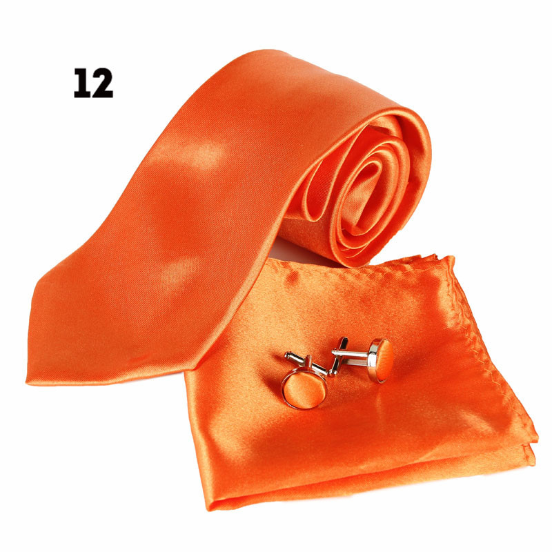 Ανδρικό μονόχρωμο σετ γραβάτας με συνδετήρες και τσεπάκι – πολυεστερική ίνα, στυλ βέλος