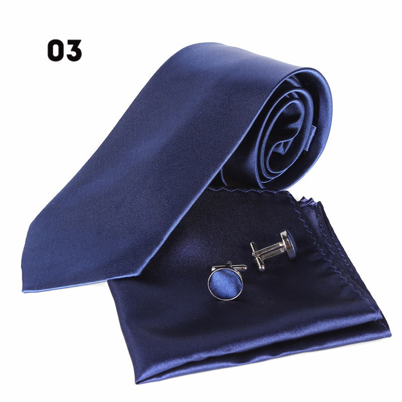 Ανδρικό μονόχρωμο σετ γραβάτας με συνδετήρες και τσεπάκι – πολυεστερική ίνα, στυλ βέλος