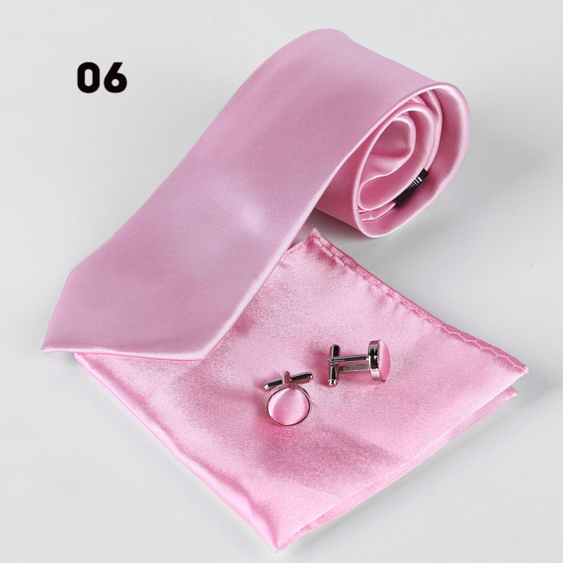 Ανδρικό μονόχρωμο σετ γραβάτας με συνδετήρες και τσεπάκι – πολυεστερική ίνα, στυλ βέλος