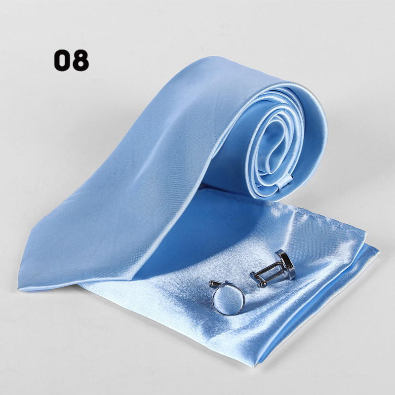 Ανδρικό μονόχρωμο σετ γραβάτας με συνδετήρες και τσεπάκι – πολυεστερική ίνα, στυλ βέλος