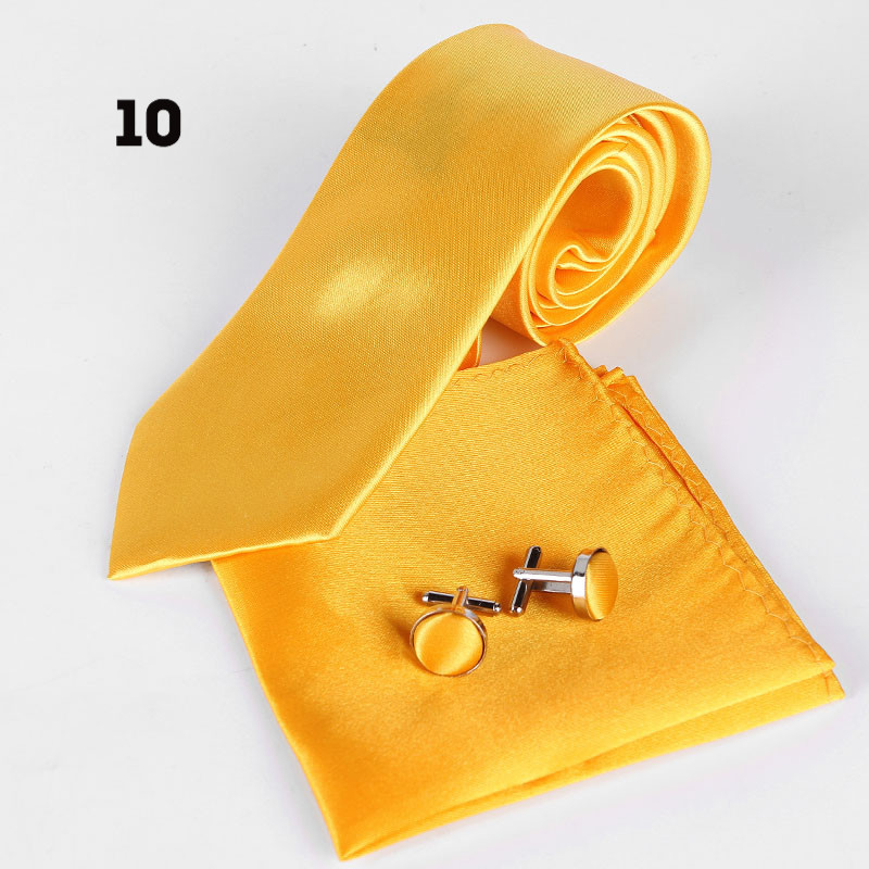 Ανδρικό μονόχρωμο σετ γραβάτας με συνδετήρες και τσεπάκι – πολυεστερική ίνα, στυλ βέλος