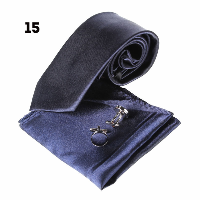 Ανδρικό μονόχρωμο σετ γραβάτας με συνδετήρες και τσεπάκι – πολυεστερική ίνα, στυλ βέλος