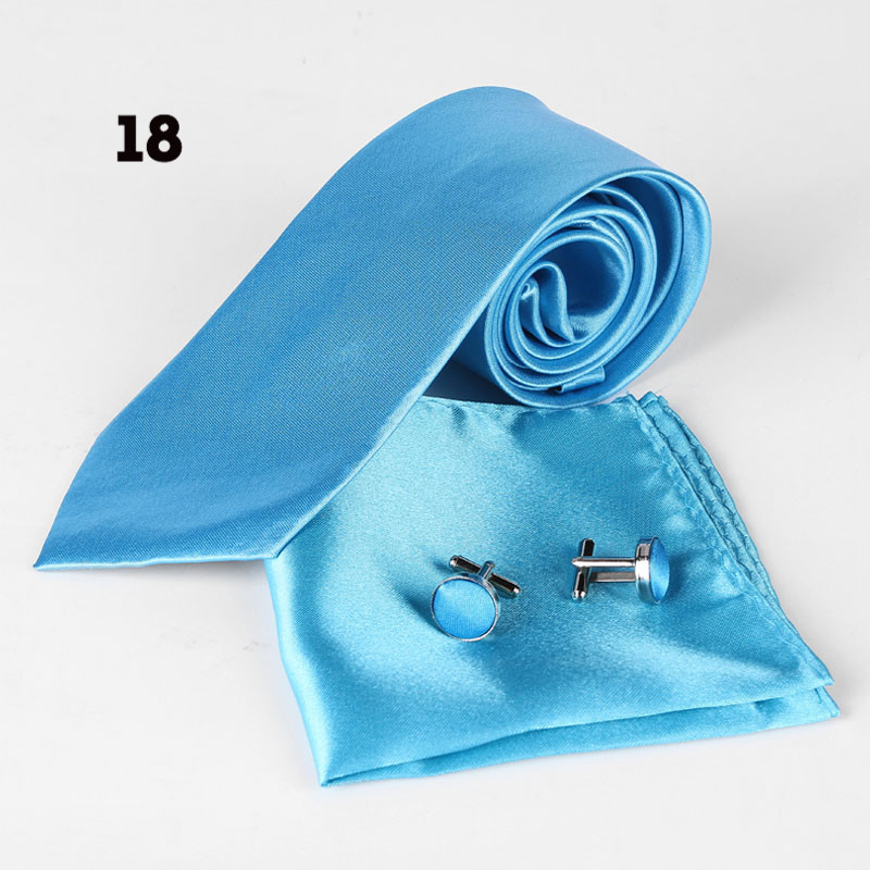 Ανδρικό μονόχρωμο σετ γραβάτας με συνδετήρες και τσεπάκι – πολυεστερική ίνα, στυλ βέλος