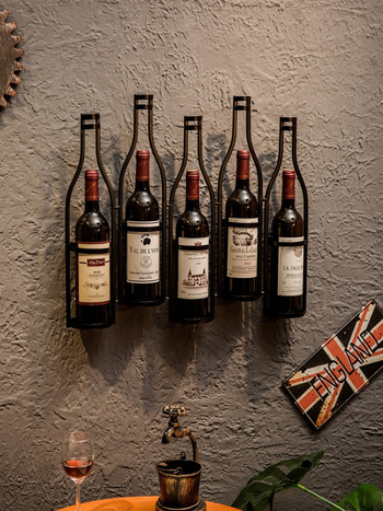 Željezni zidni stalak za vino, vintage industrijskog stila, za kućnu upotrebu