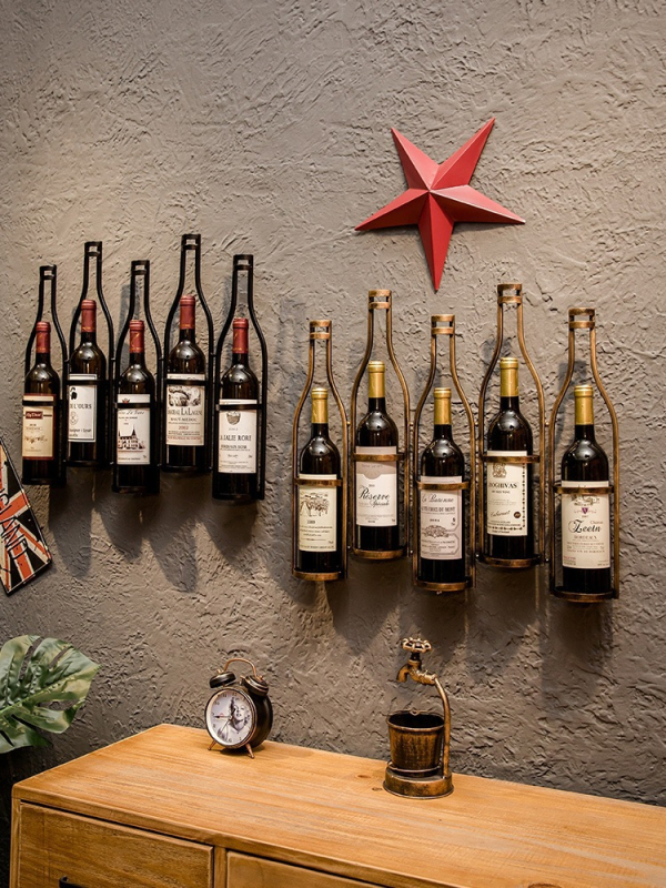 Željezni zidni stalak za vino, vintage industrijskog stila, za kućnu upotrebu
