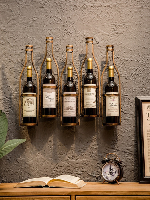Željezni zidni stalak za vino, vintage industrijskog stila, za kućnu upotrebu