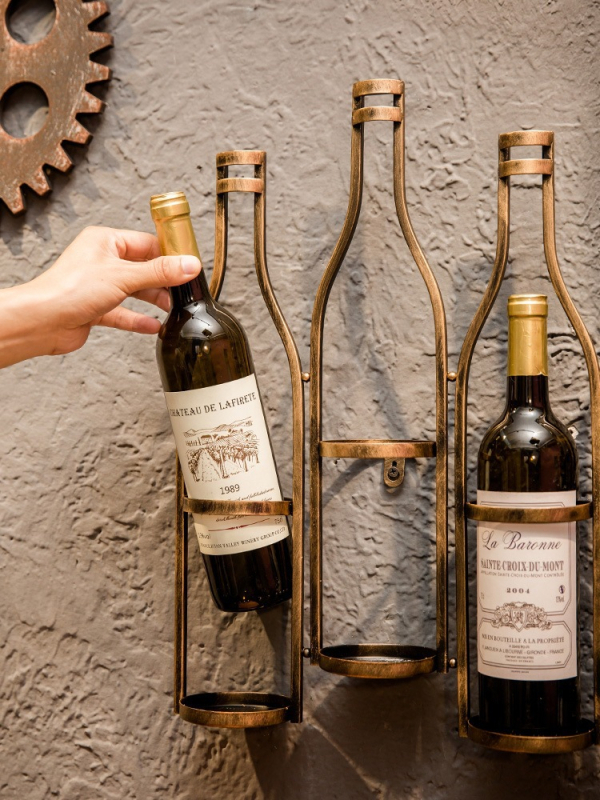 Željezni zidni stalak za vino, vintage industrijskog stila, za kućnu upotrebu