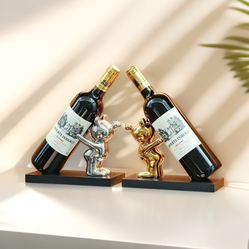 Keramikas vīna statīvs ar lāču motīvu, mūsdienīgs dizains, elektroplatinga apdare, zīmols Lg Sakura, glāžu uzglabāšana