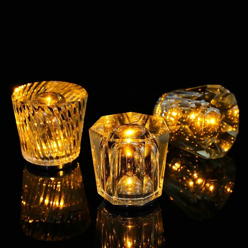 Φορητό Ασύρματο Νυχτερινό Φως με Κρυστάλλινο Διαμάντι – Διακοσμητική Λάμπα Γραφείου, Επαναφορτιζόμενη, 0,5W