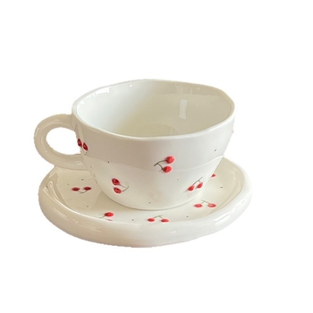 Κεραμική κούπα καφέ, σε στυλ Ίνστα, με ακανόνιστο σχήμα και λουλουδάτο μοτίβο, κατάλληλη για μικροκύματα