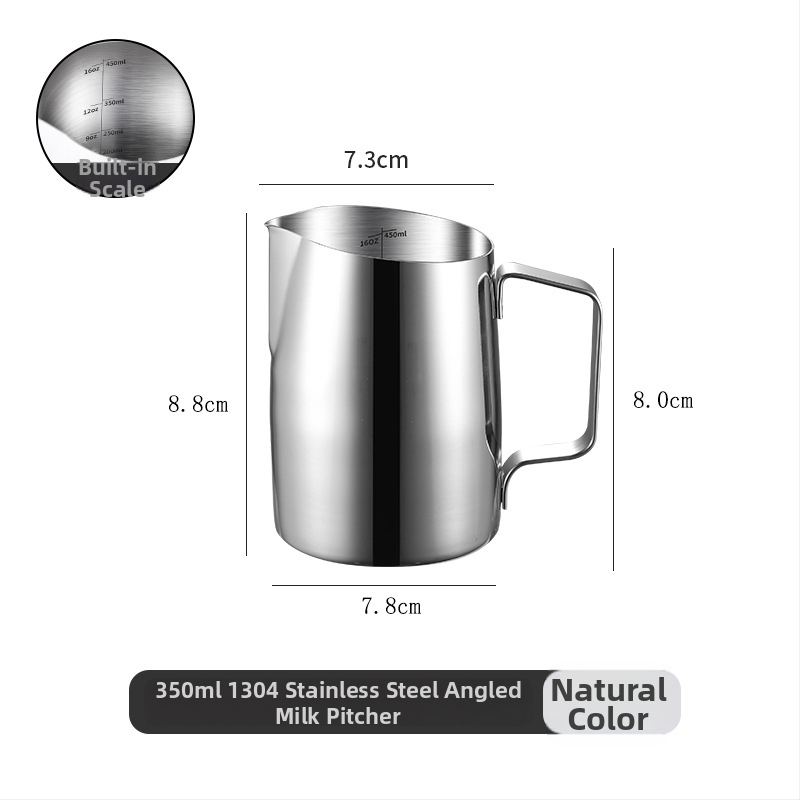 304 nerūdijančio plieno latte art indas su įstrižą snapeliu, pieno plakimo puodelis su matavimo skalėmis, prekinis ženklas Chuangchao, tinkamas biurui, namams, barams ir kavinėms, pritaikomas