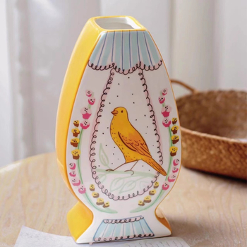 Keramička vaza s motivom Nightingale i Rose, moderni minimalistički stil, spremna za poklon