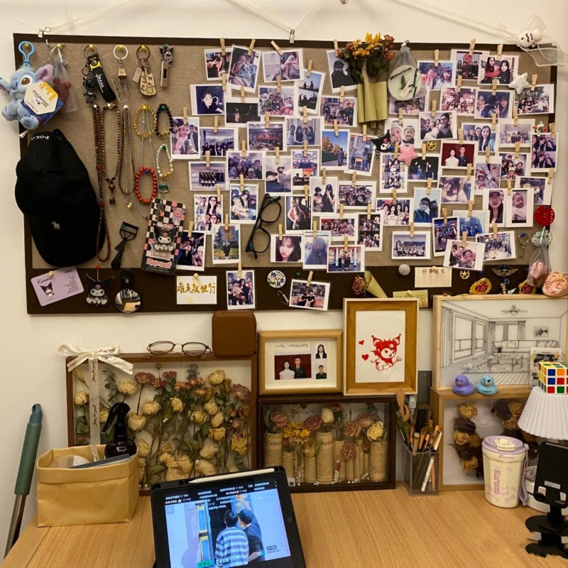 Polaroid Τοίχος Φωτογραφιών Display Frame, Μεταλλικό, Αυτοκόλλητο, Χωρίς Τρύπες – Κορεατικό Στυλ, Διακόσμηση Υπνοδωματίου