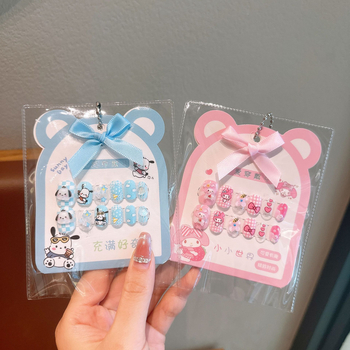 Lastele akrüüllae küüne kleepsud karikatuurse mustriga, käsitöö, ellipsikujulised, eraldi pakendatud