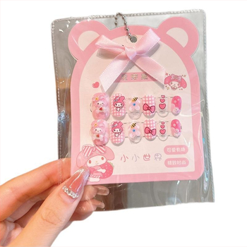 Lastele akrüüllae küüne kleepsud karikatuurse mustriga, käsitöö, ellipsikujulised, eraldi pakendatud