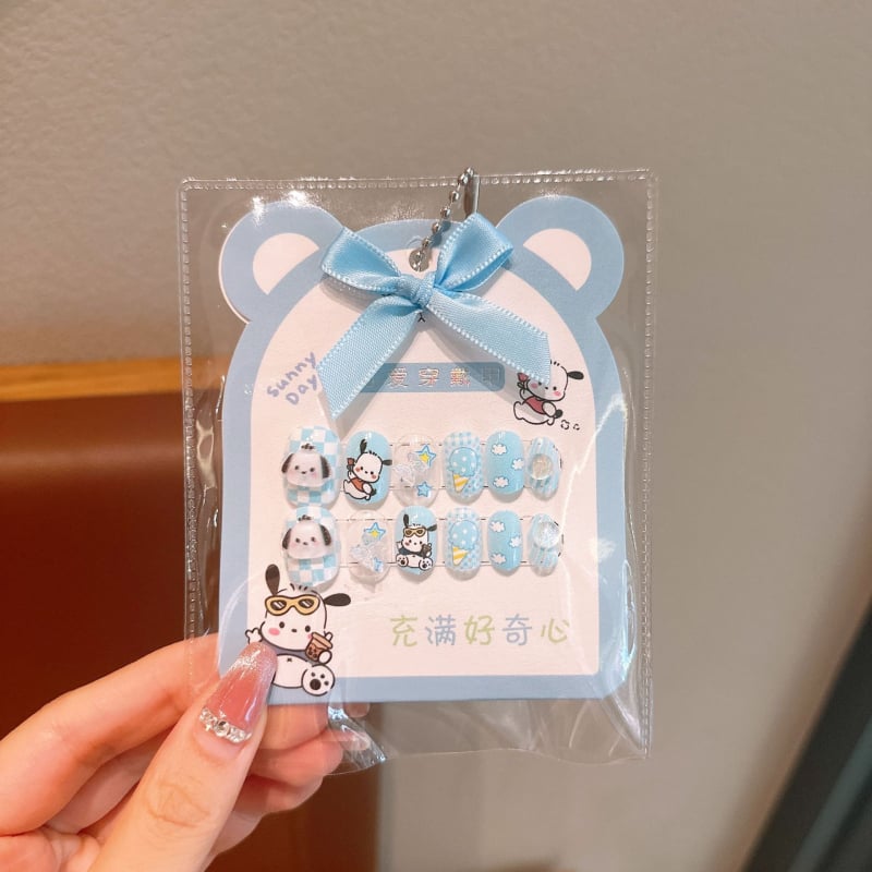 Lastele akrüüllae küüne kleepsud karikatuurse mustriga, käsitöö, ellipsikujulised, eraldi pakendatud