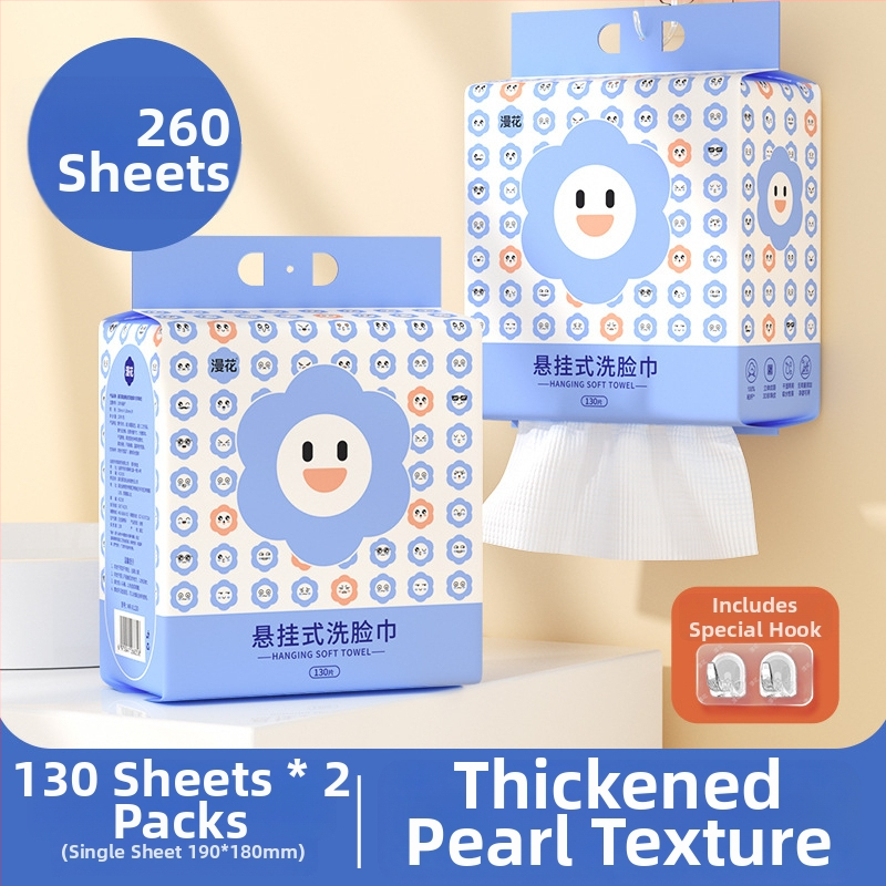 Manhua Ühekordsed näopuhastus salvrätikud, seinale kinnitatavad, eriti paksud, 130 lehte, 100% viskoos, suurus 19×18 cm, 350 g/tk