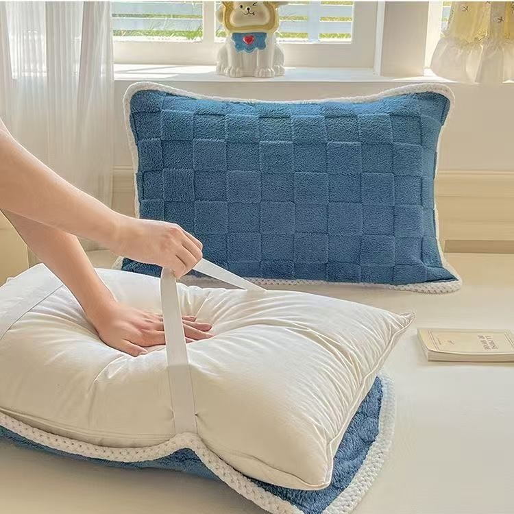 Párnahuzat korall fleece-ből és bolyhos flanelből, egy párnának — Fushini, minősített termék