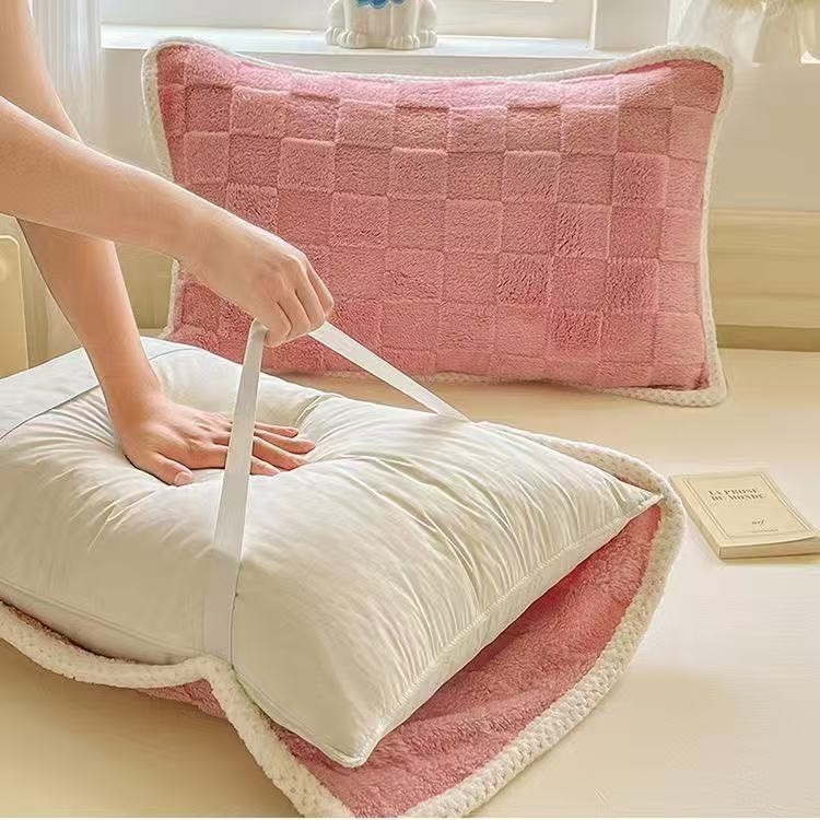 Párnahuzat korall fleece-ből és bolyhos flanelből, egy párnának — Fushini, minősített termék