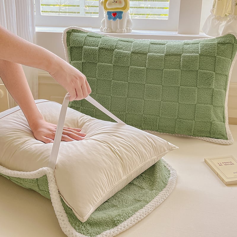 Párnahuzat korall fleece-ből és bolyhos flanelből, egy párnának — Fushini, minősített termék