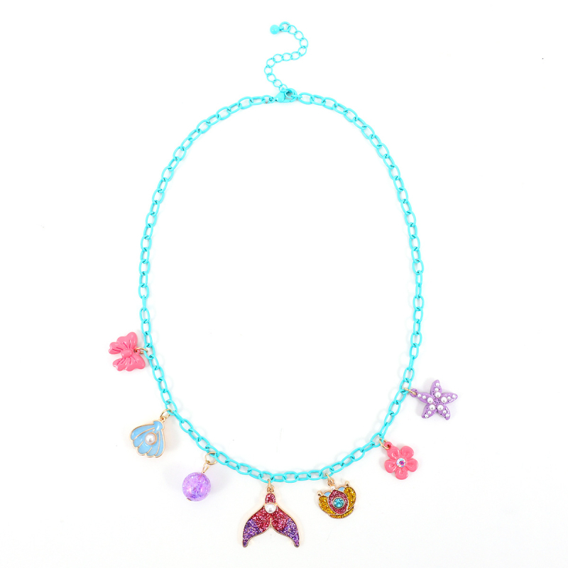 Laste 3D sulamist ripatsidega kaelakee ja käeketi komplekt tilkuva õli viimistlusega: merineitsi, ükssarv, liblikas; eraldi pakendamine; Ookeani muinasjuttude sari