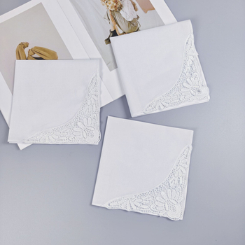 Μαντήλι από 100% βαμβάκι με δαντελένιο φινίρισμα, Yan su xing, 2 τεμάχια, 15 g