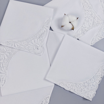 Μαντήλι από 100% βαμβάκι με δαντελένιο φινίρισμα, Yan su xing, 2 τεμάχια, 15 g