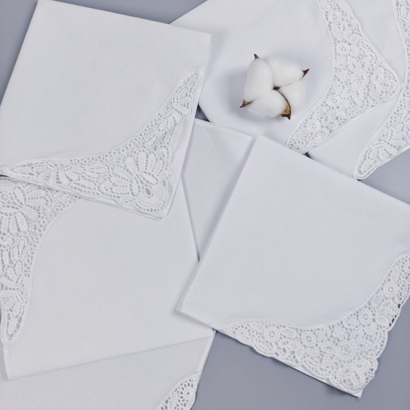 Μαντήλι από 100% βαμβάκι με δαντελένιο φινίρισμα, Yan su xing, 2 τεμάχια, 15 g