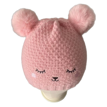 Gyerekeknek kötött sapka fülükkel — tél, kupola alakú, peremes szél, gyapjú és akril anyag, melegen tart