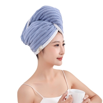 Šal za sušenje kose od coral fleecea, dvostruki turbanski sloj, plosnata tkanina, 150D, 140–169 g