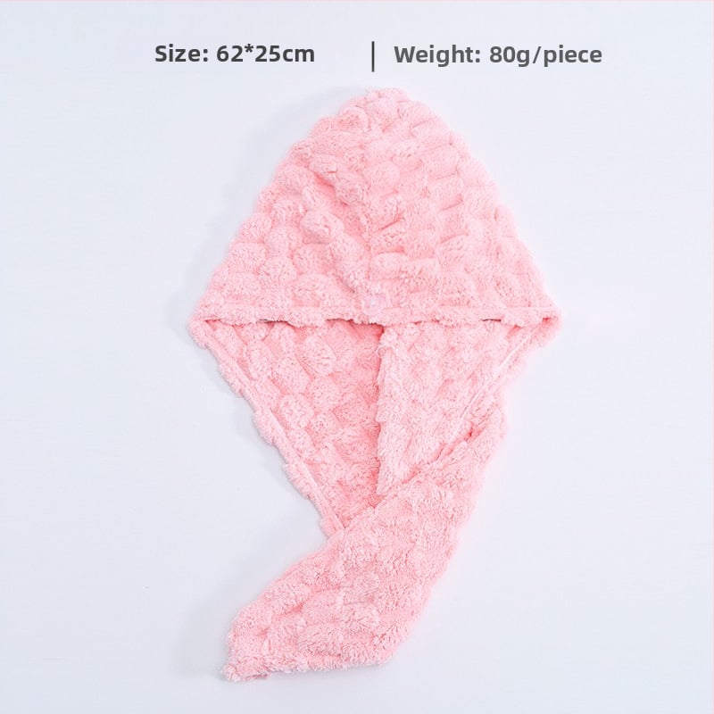 Kapica za sušenje kose za žene – snažna apsorpcija, brzo sušenje, zgušnjena konstrukcija; Coral Fleece; 80–99 g.