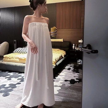 Jiujiu niu φορητή πετσέτα μπάνιου με γρήγορο στέγνωμα από coral fleece (πολυεστερική ίνα), ρόμπα μπάνιου με φούστα και καπέλο στέγνωσης μαλλιών, 300–400 gsm, κατάλληλο για φθινόπωρο