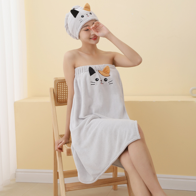 Macskás hajszárítós sapka, korall polár anyag, abszorbeáló háromszög fejkendő, testreszabható