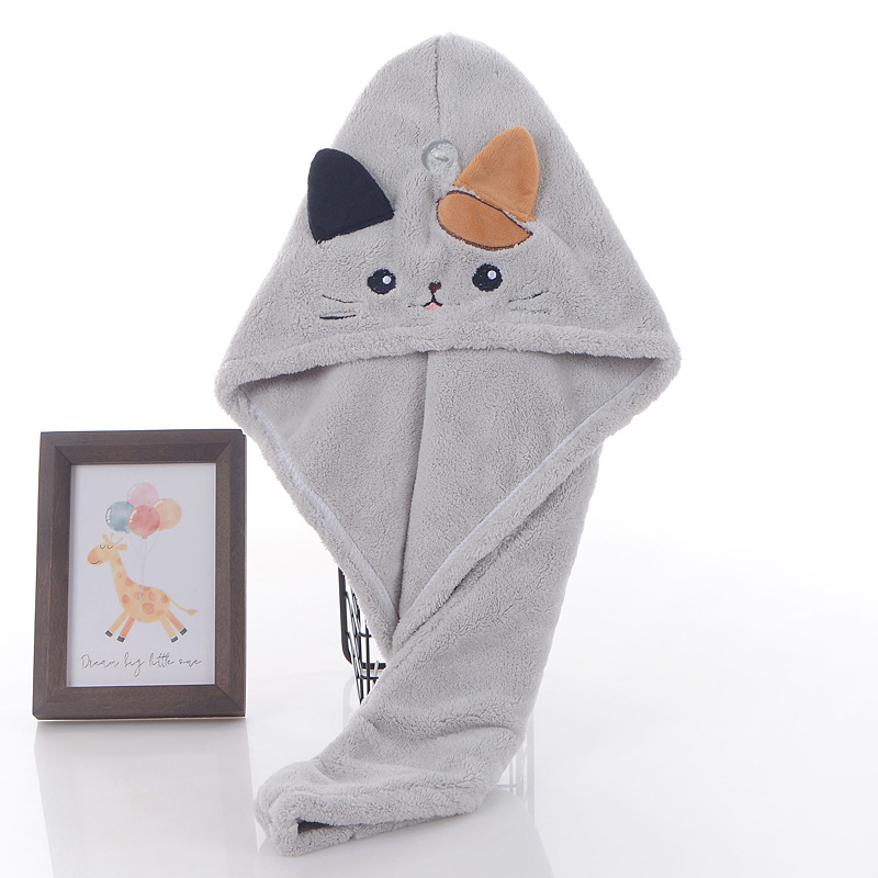 Macskás hajszárítós sapka, korall polár anyag, abszorbeáló háromszög fejkendő, testreszabható