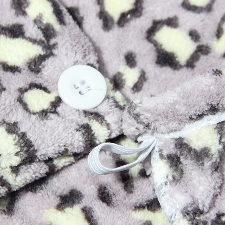 Kapa za kosu za tuširanje - Leopardov uzorak, mekana apsorpcijska Coral Fleece tkanina, Jacquard, 100–119 g, Anrou