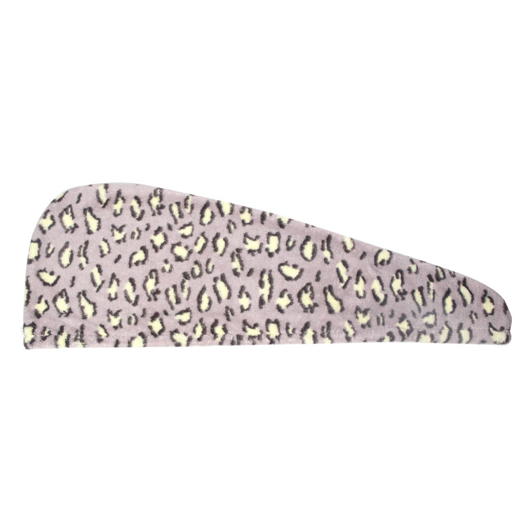Kapa za kosu za tuširanje - Leopardov uzorak, mekana apsorpcijska Coral Fleece tkanina, Jacquard, 100–119 g, Anrou