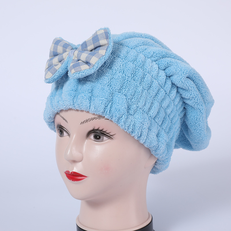 Hajszárításhoz készült hajsapka korall plüssből, masnival, felnőtteknek, 63 g, 80% fő összetevő, nylon rost, varrás