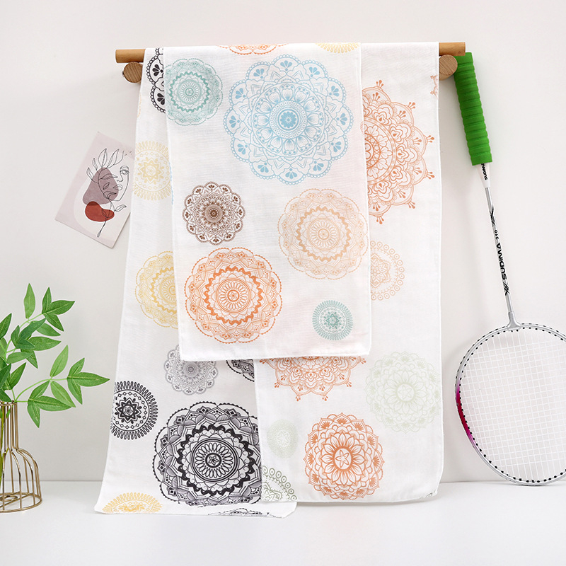 Jógás törölköző tiszta pamutból, lélegző, izzadságot felszívó, bőrbarát; 60 g, egyszálas fonal, 40 szál, nyomtatott gyártási folyamat, márka Pinhong